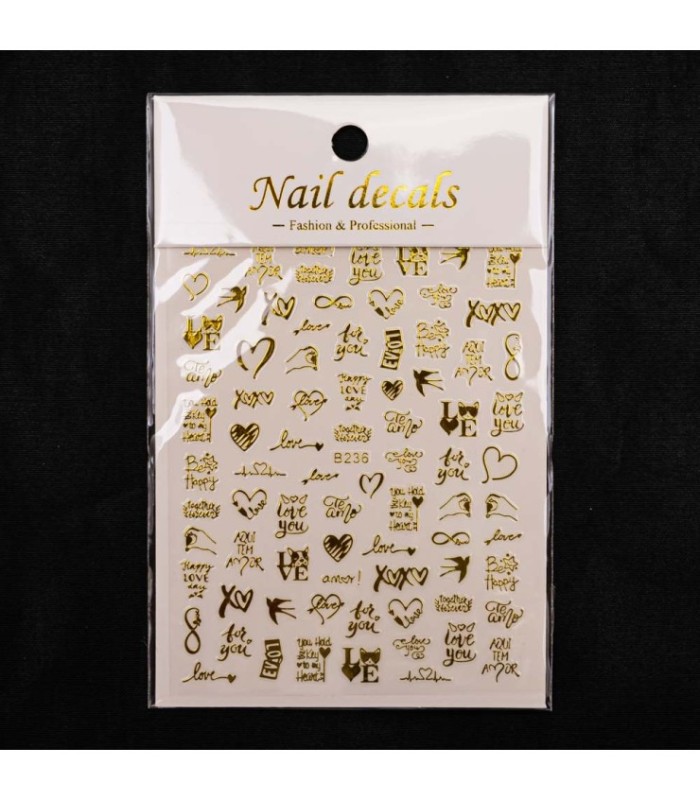 Sticker love color dorado