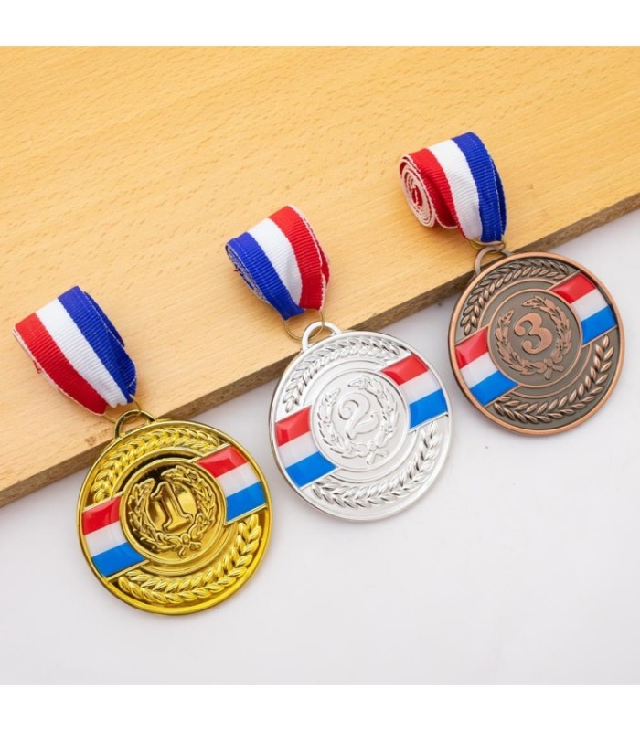 Medalla metalica con bandera (puesto 1.2.3)