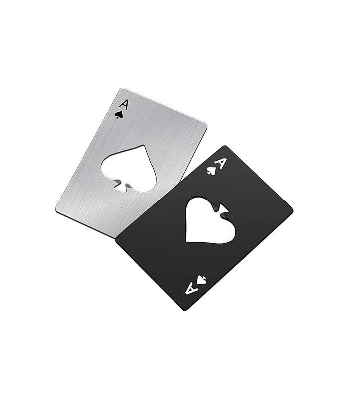 Abridor de acero POKER ACE 85x54mm PLATA/NEGRO