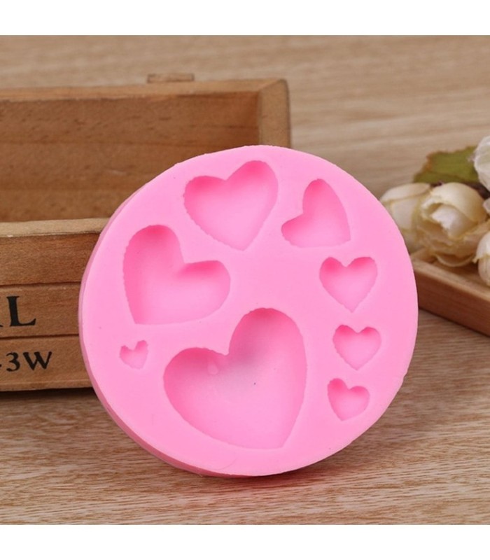 Molde de silicona corazones 7.4cm