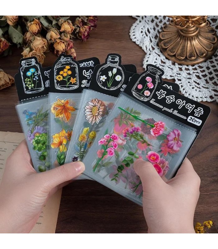 Sticker diseño de flores 20pc