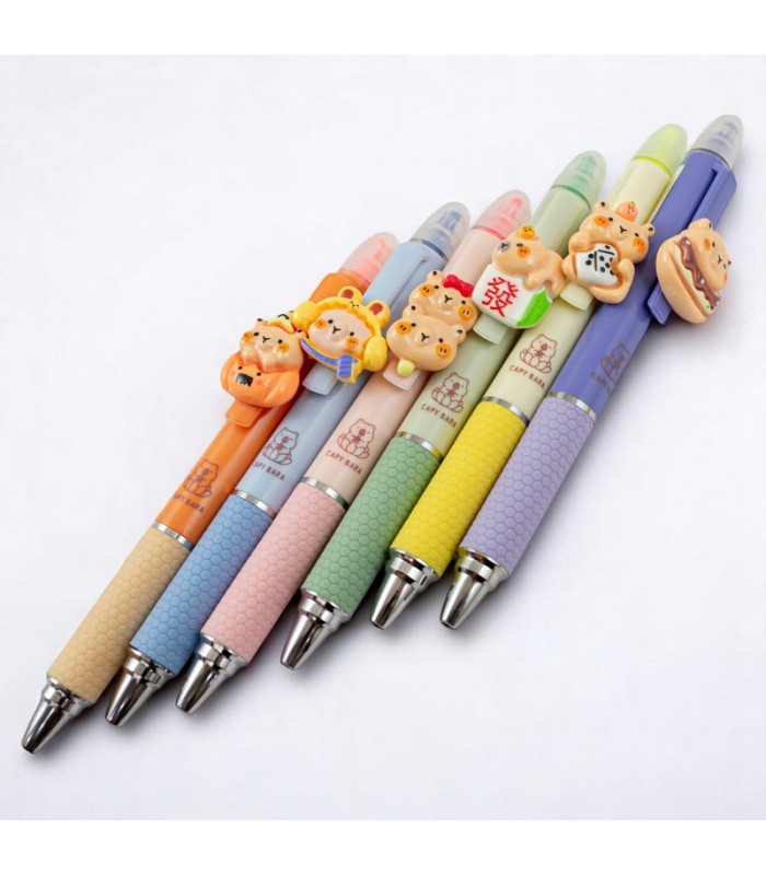 Boligrafo y resaltador capibara