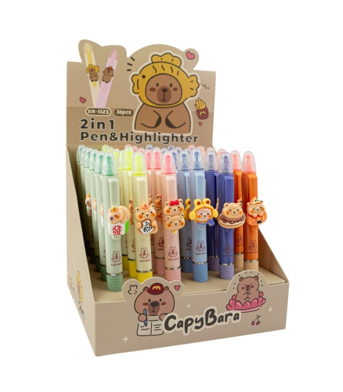Boligrafo y resaltador capibara