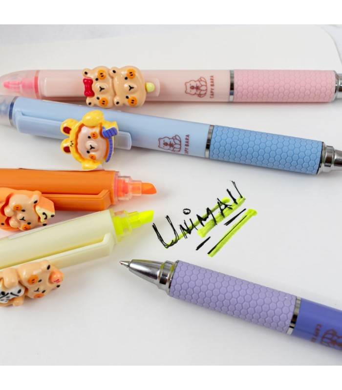 Boligrafo y resaltador capibara