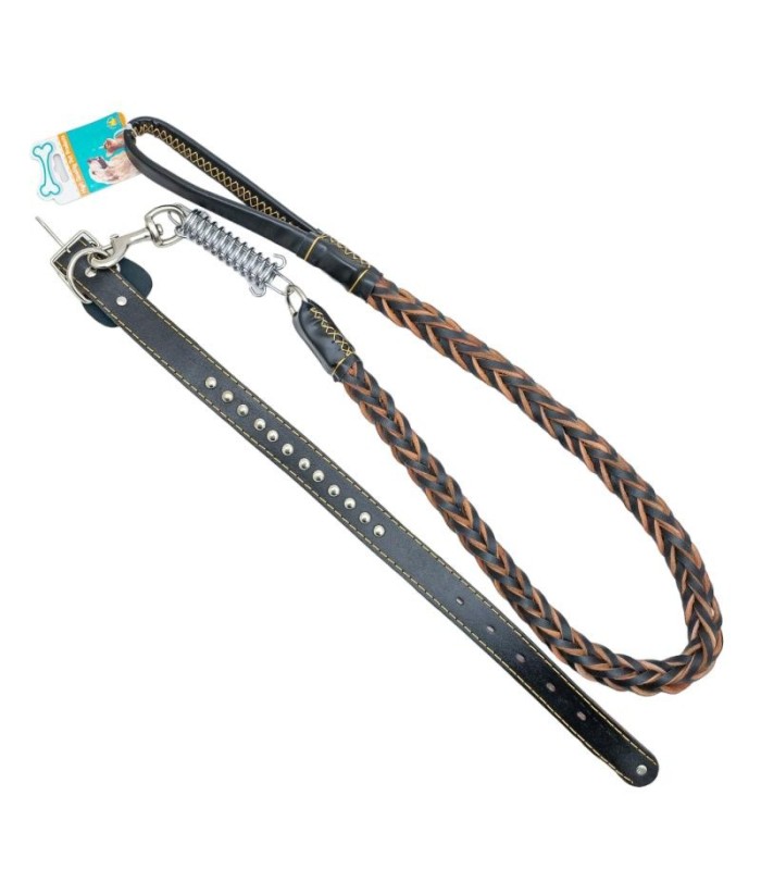 Collar para perro trenza cuerina