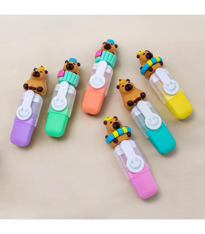 Resaltador diseño capibara y unicornio 6 piezas